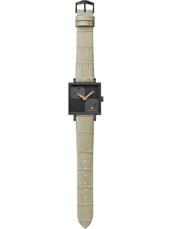 Accessories - Women's Gray Comfortable Square Stainless Steel Case Leather Strap Wrist Watch